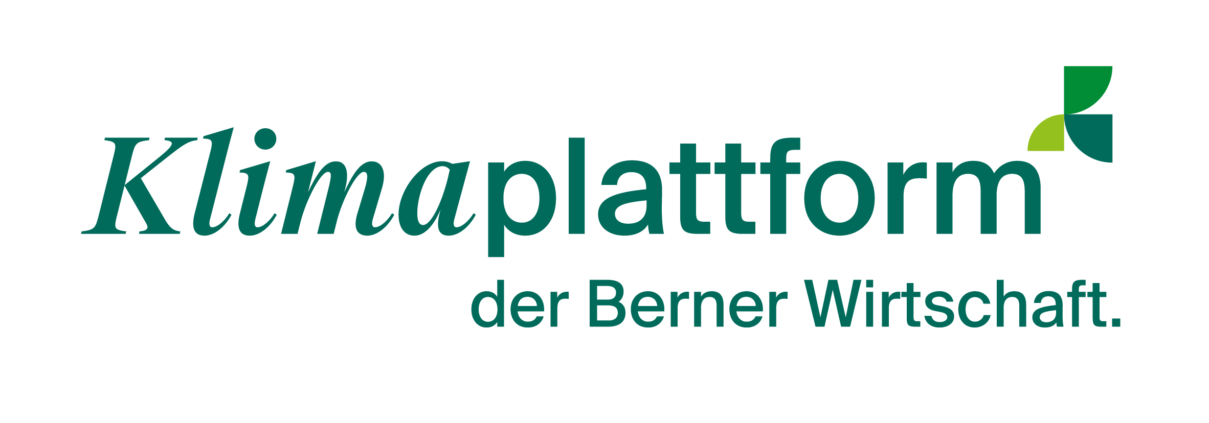 Logo_Klimaplattform Logo der Klimaplattform der Berner Wirtschaft. Grüner Schriftzug